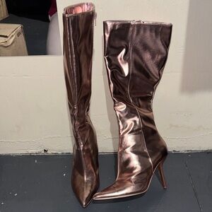 Fashion Nova Shiny Rose Heeled Boots